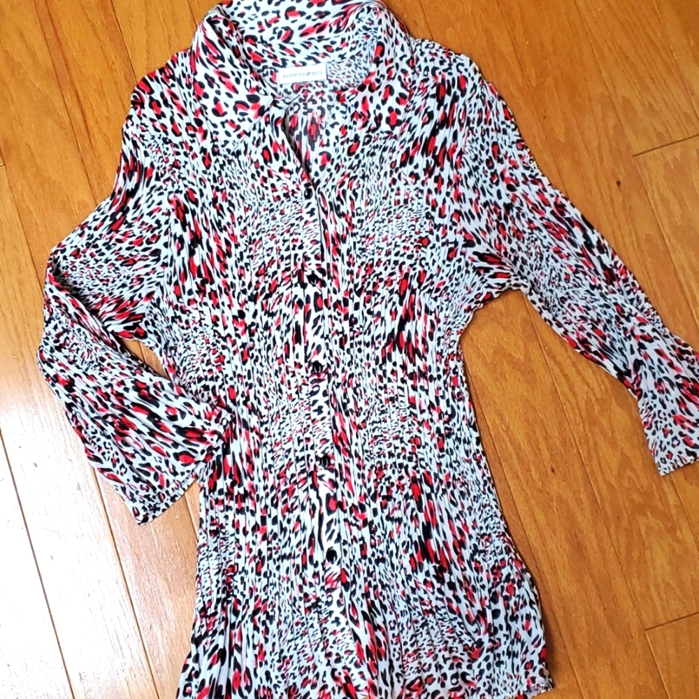 Button Down, Wide Sleeve Blouse
